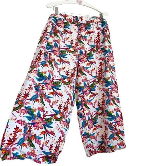 Vintage Caribbean Joe Wide Leg Cropped Tropical Floral Pants 12 - Picture 4 of 9